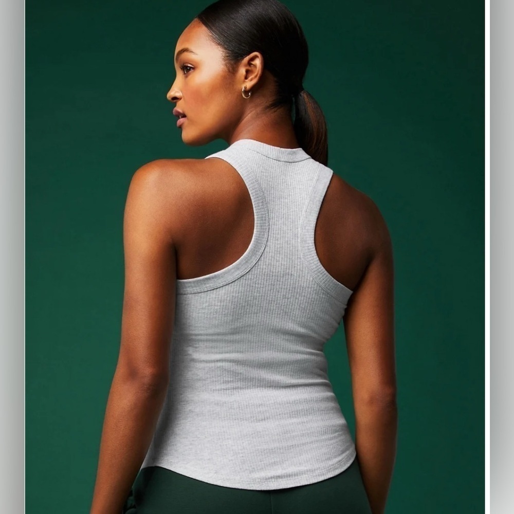 Fabletics High Neck Rib Built-In Bra Tank - Picture 2 of 8